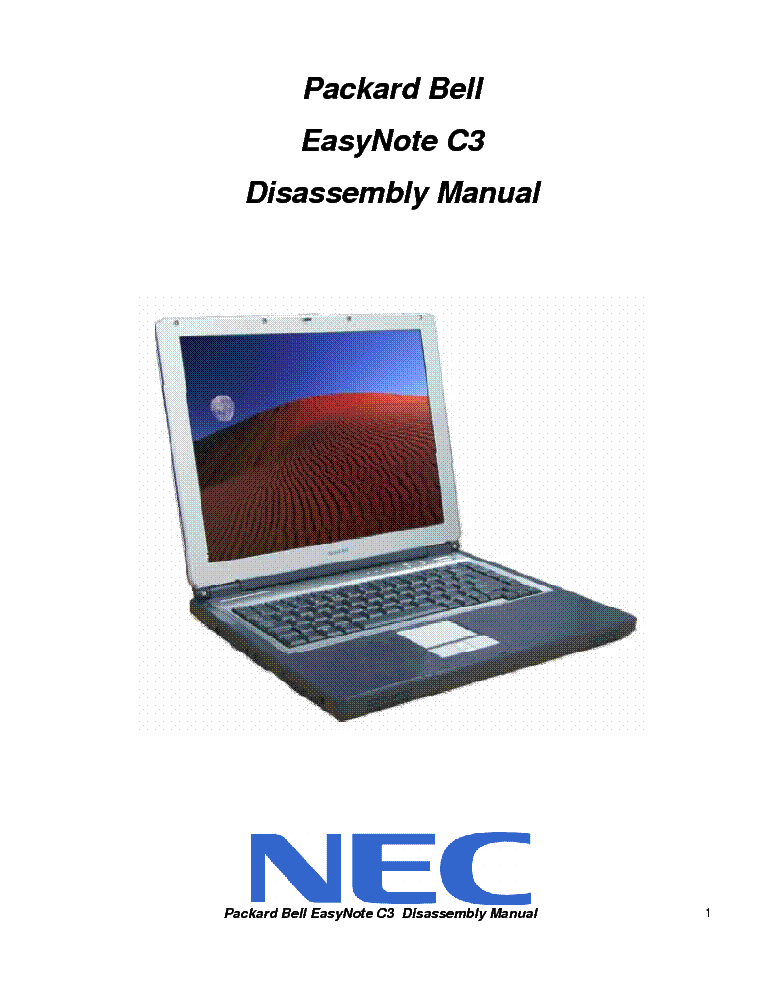NEC PACKARD BELL EASYNOTE C3 Service Manual download, schematics