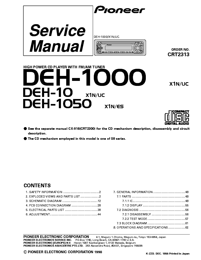 Wiring Diagram For Pioneer Deh 6400