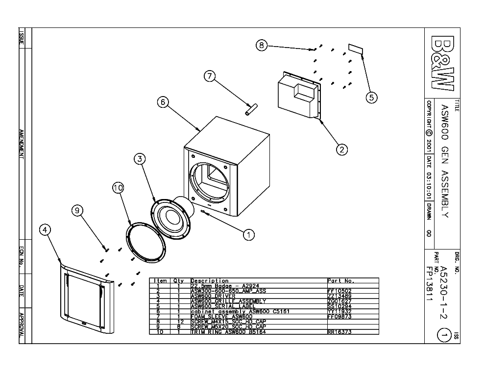 bw asw active subwoofer parts service manual free download, schematic