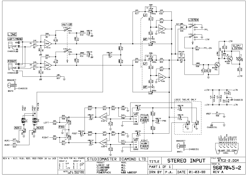 Studio Master Amplifier Circuit Diagram - Studiomaster - Studio Master Amplifier Circuit Diagram